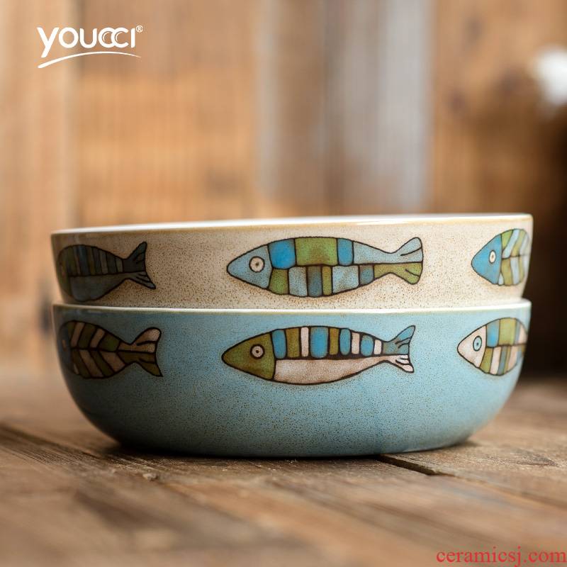 This porcelain Nordic creative household ceramic dish bowl rainbow such as bowl restaurant fruit salad bowl dessert bowl of soup bowl of cereal bowl