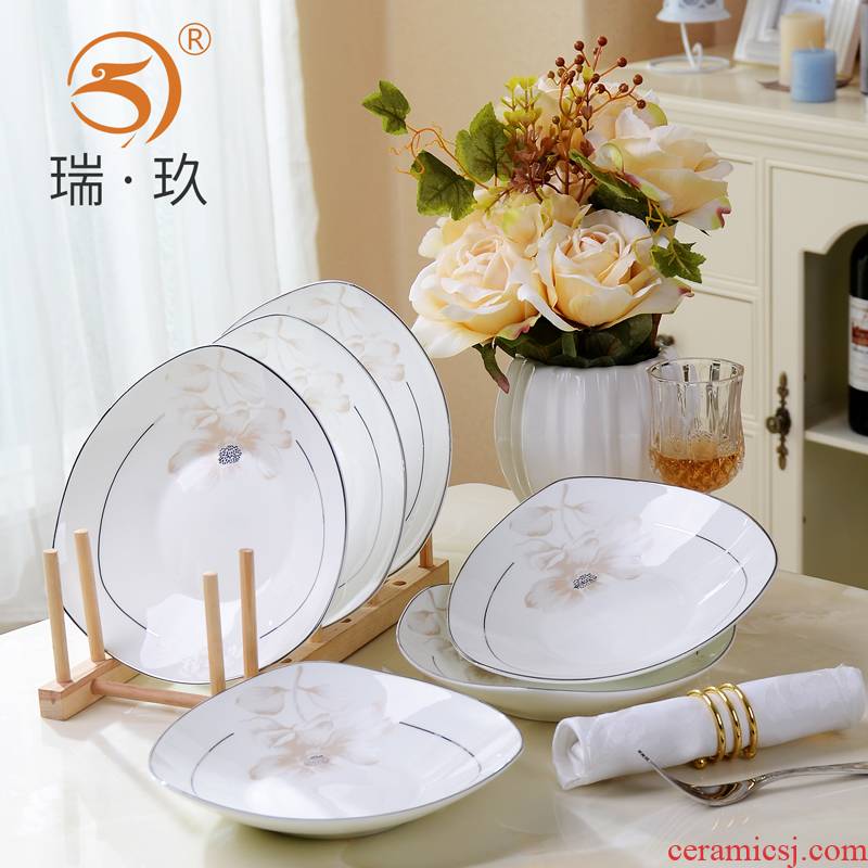 The Six plates ipads China gold triangle plate ceramic plates deep dish ipads China household utensils dish bowl
