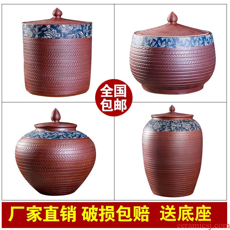 Art spirit of jingdezhen ceramic barrel ricer box store meter box 20 jins 30 jins with cover tank cylinder storage tank