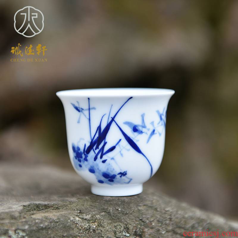 "Custom" cheng DE hin kung fu tea set, jingdezhen blue and white porcelain hand - made ultimately responds a cup of 25 single CPU XiangYuan orchid