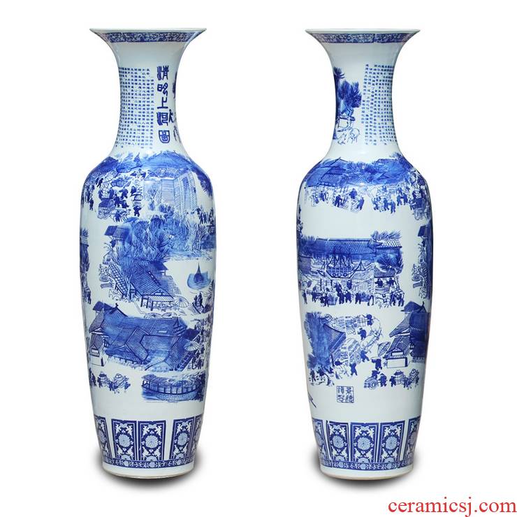Jingdezhen ceramics 1 meters above the landing of blue and white porcelain vase sitting room hotel furnishing articles ornament