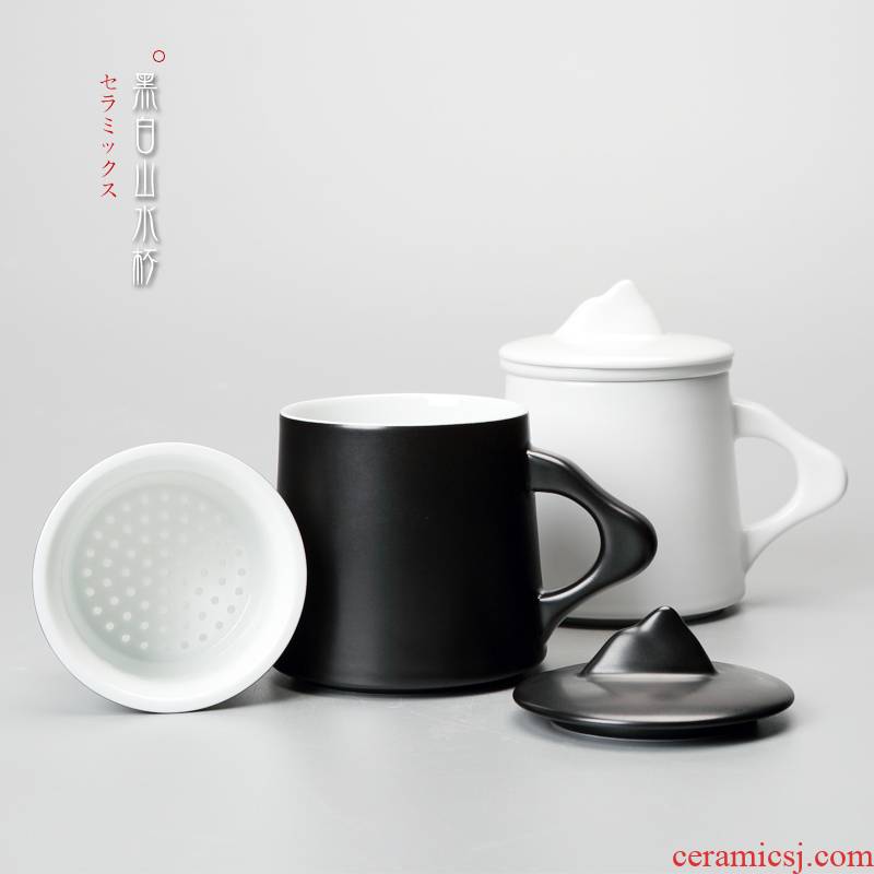 Jingdezhen creative landscape mark cup ceramic cups with filter with cover the custom office cup Chinese move cup