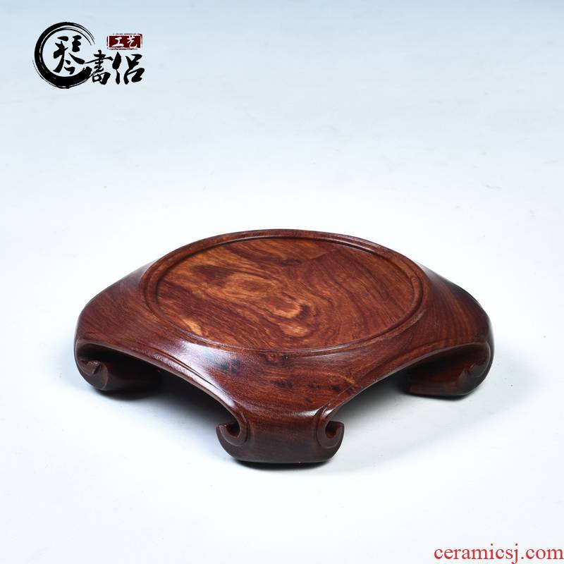 Red sandalwood monolith mahogany base solid wood vase base it base tea furnishing articles base circle