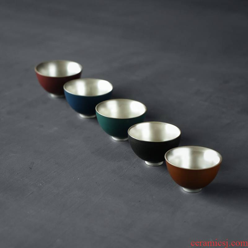 Kay coppering. As 999 silver cup ceramic masters cup kung fu tea set sample tea cup set silver single CPU use small cups