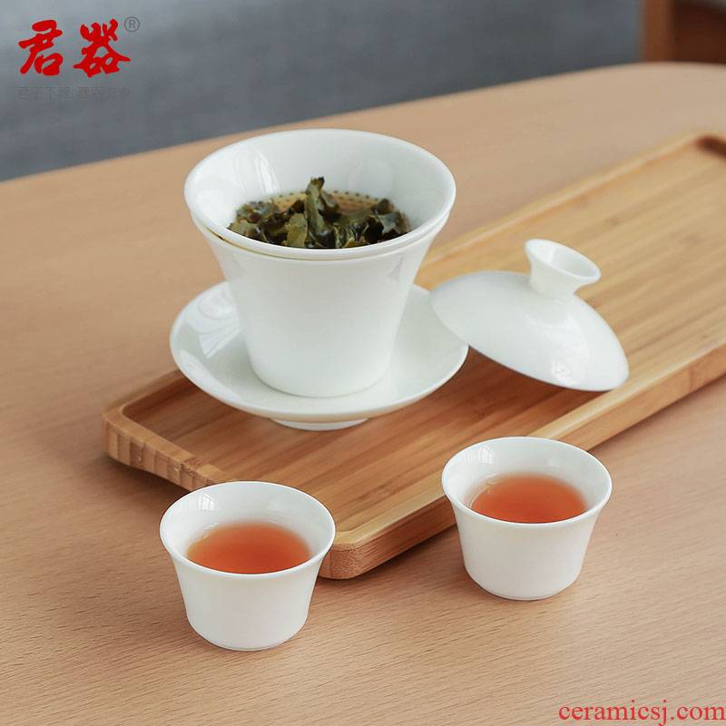 Jun is a pot of white porcelain crack cup travel two cups of tea set suit portable package ceramic filter gifts tea zen tea