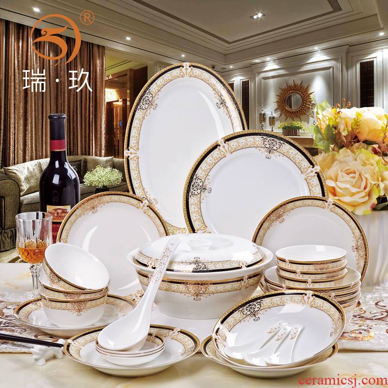 Western - style ipads porcelain tableware sets up phnom penh 56 head bowl plate set tableware European - style gifts household porcelain tableware products