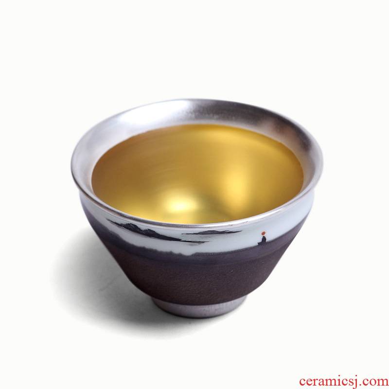 Mingyuan FengTang coppering. As silver cup all hand master cup personal single cup sample tea cup hand - made ceramic seasons kung fu tea cups