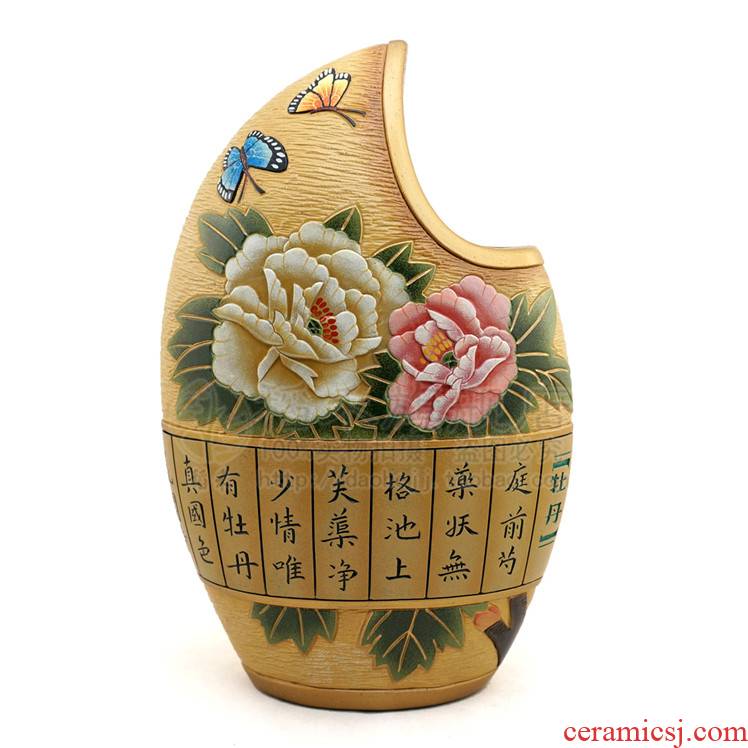Creative ceramic handicraft decoration of Chinese style home sitting room adornment ceramics furnishing articles made pottery vase wedding gift