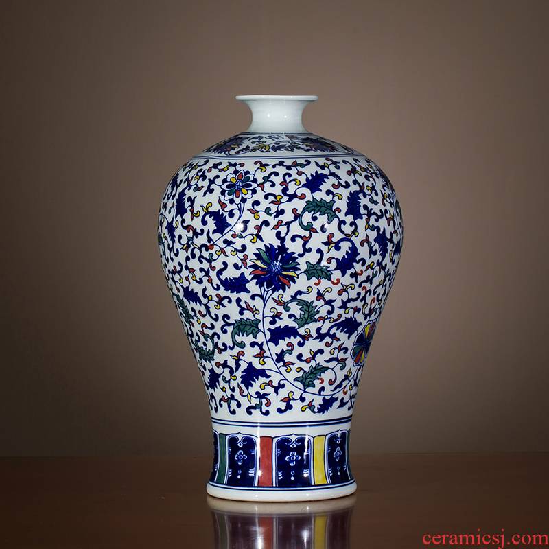 Jingdezhen ceramics hand - made porcelain imitation qianlong year bucket color vases, flower arranging new Chinese style sitting room adornment is placed