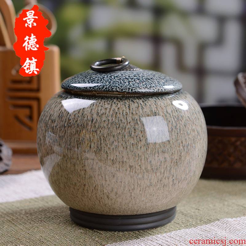 Large household storage tanks in jingdezhen up caddy fixings ceramic seal box of pu - erh tea, green tea caddy fixings
