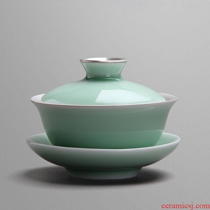 Mingyuan FengTang coppering. As silver tureen longquan celadon ceramics name plum tsing kung fu tea set trace silver cup tea bowl