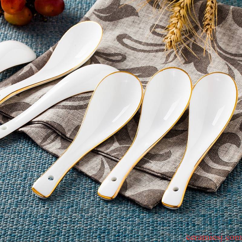 Paint the edge of jingdezhen ceramic spoon ladle ipads porcelain run small spoon to ultimately responds soup spoon stirring spoon size spoons