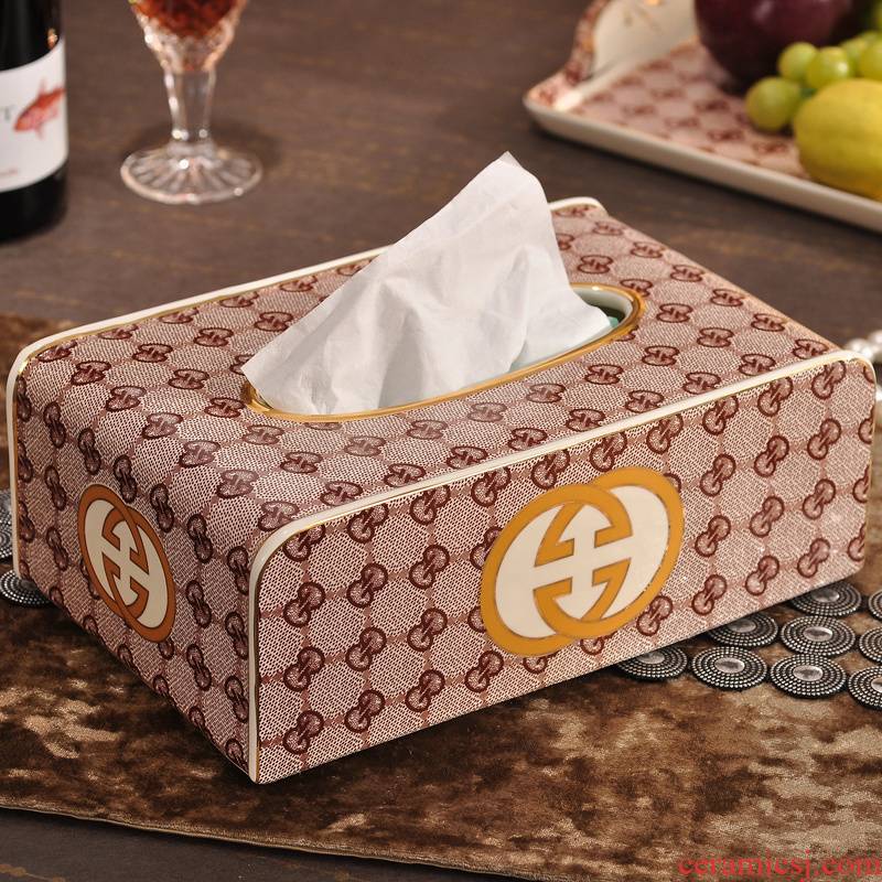 Ou receive ceramic pump study paper towel box of the sitting room, dining - room home paper box ornaments furnishing articles