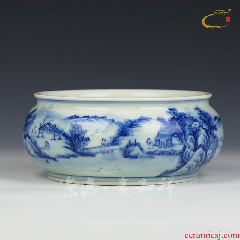 Beijing auspicious jingdezhen ceramics by hand with DE and kung fu tea tea accessories blue and white landscape tea tea wash to wash to wash