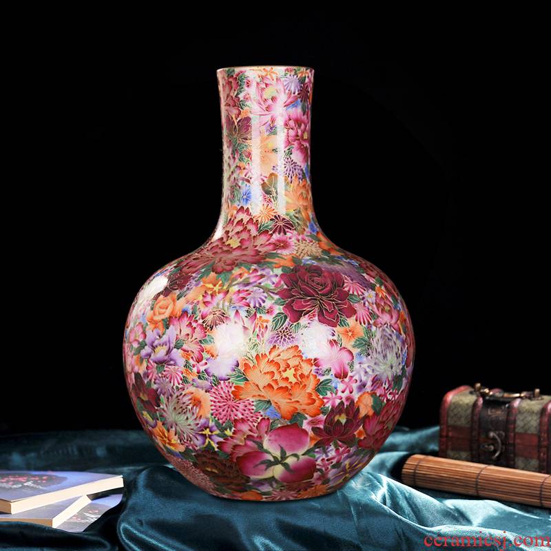 Jingdezhen ceramics into a high - end antique gold silk flower live celestial sitting room place vase home decoration process