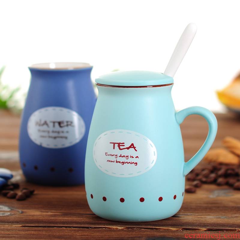 Creative ceramic cups and heavily milk cup contracted express keller spoon coffee cup picking cups with cover