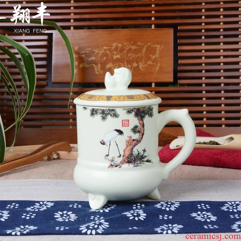 Blue and white male ms xiang feng ceramic tea sets tea cups with cover filter plate making tea and elegant tea cups