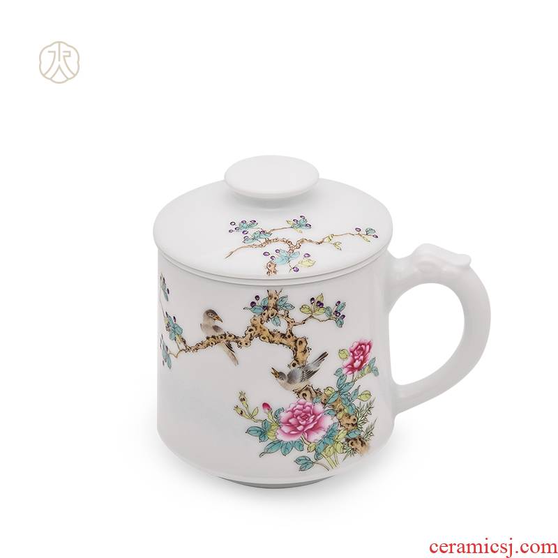 Cheng DE xuan belt filter) of jingdezhen ceramic cups manually office cup pastel 5 cups haitang drunk the month
