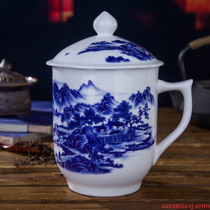 DE farce auspicious new jingdezhen ceramics with cover large guest use office boss cup tea cup
