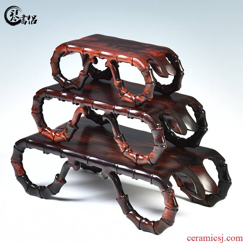 Red acid branch bamboo wooden furnishing articles base solid wood flower miniascape base it rectangular stone base