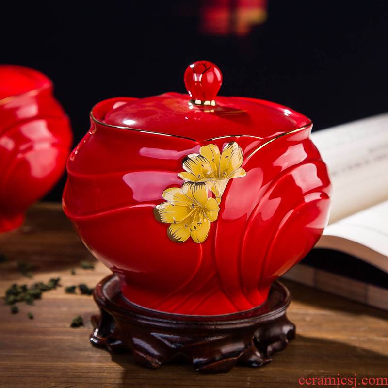 Tea set new ceramic seal black Tea Tea to wake receives large celadon caddy fixings Tea boxes
