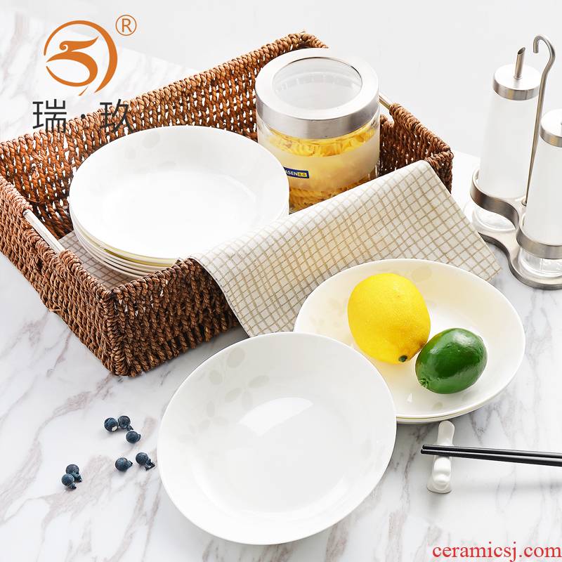 10 plate ceramic household contracted 7.5 inches round dish dish FanPan soup plate microwave simple but elegant ipads plate