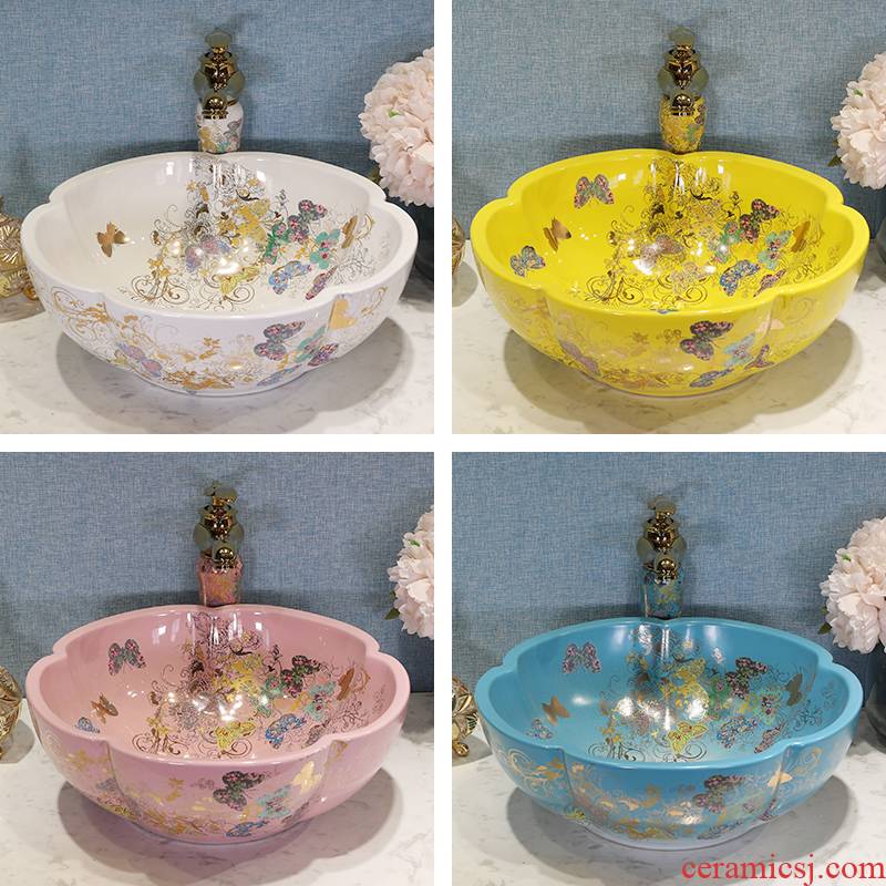 Basin petals European art ceramics on the sink Basin bathroom sinks counters are contracted household