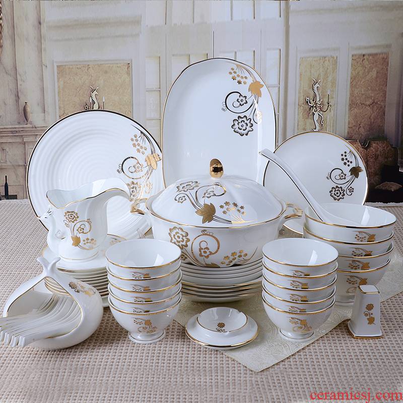 BO0031 European dishes suit tangshan 52 head tableware suit dishes household ipads China Chinese dish bowl