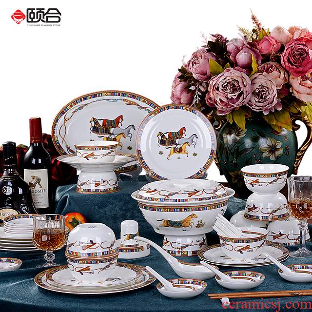 56 the head glaze in the European ipads China circular standard household tableware dishes spoon, choi boxed set daily dish group