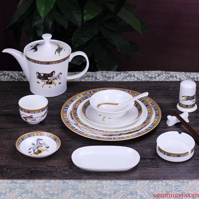 Jingdezhen ceramic ipads China tableware suit dish dish towel ipads plate spinning butterfly hotel put mesa teapot teacup