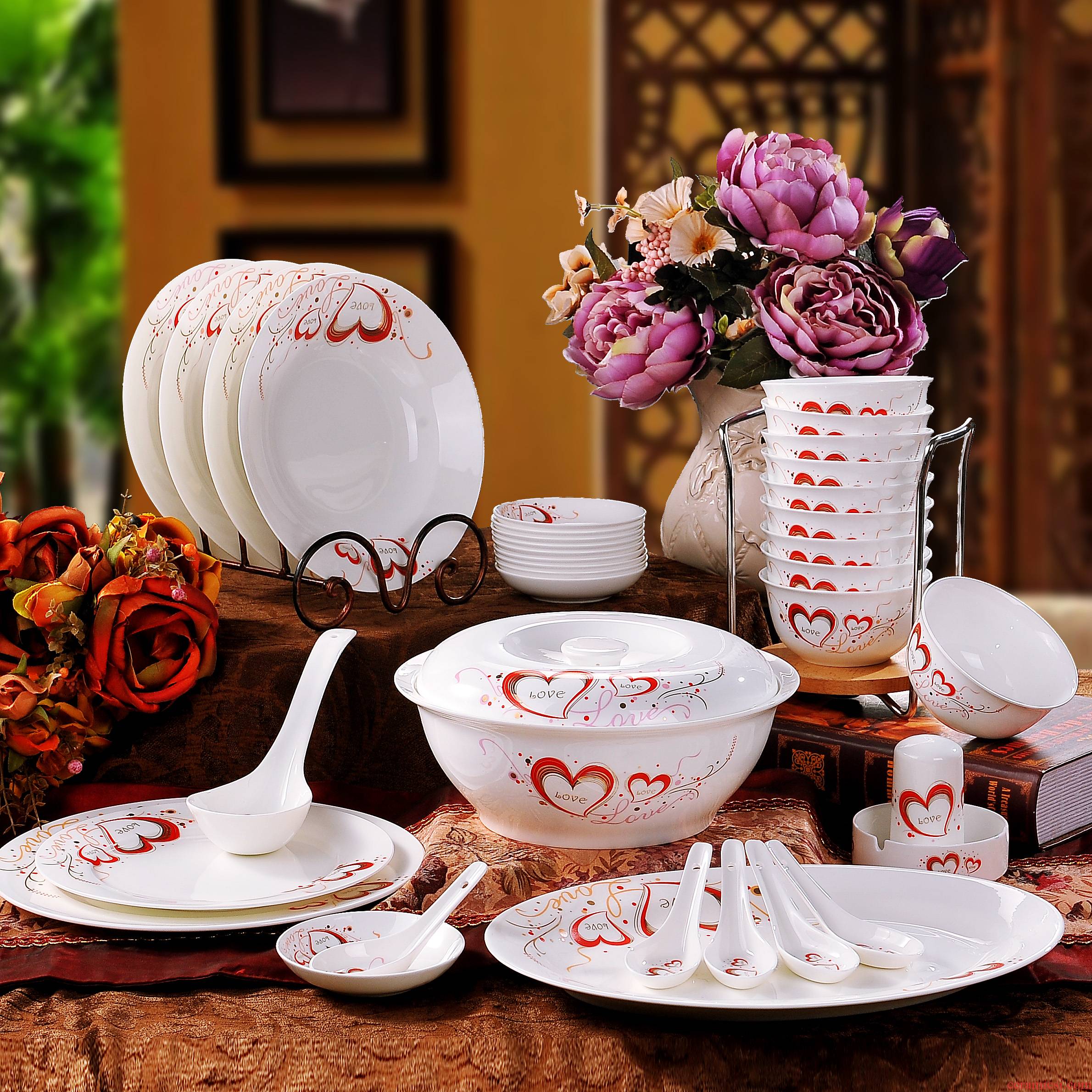 56 the head jingdezhen romantic ipads porcelain tableware suit pottery and porcelain bowl dishes suit 1638 - YGCQ