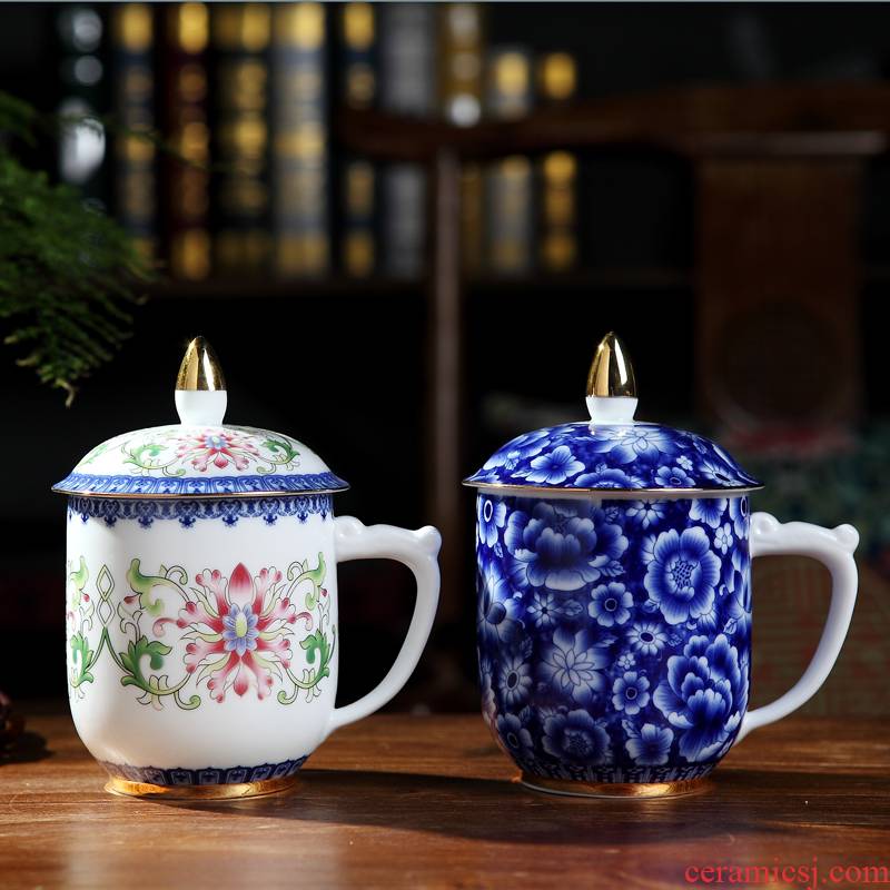 The Clean up jingdezhen porcelain ceramic cups with cover glass ceramic tea cup office cup gift cup
