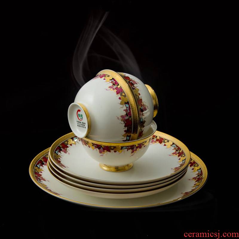 Jingdezhen ceramic tableware porcelain European - style up phnom penh 60 skull porcelain tableware suit dishes embossed gold suit dishes