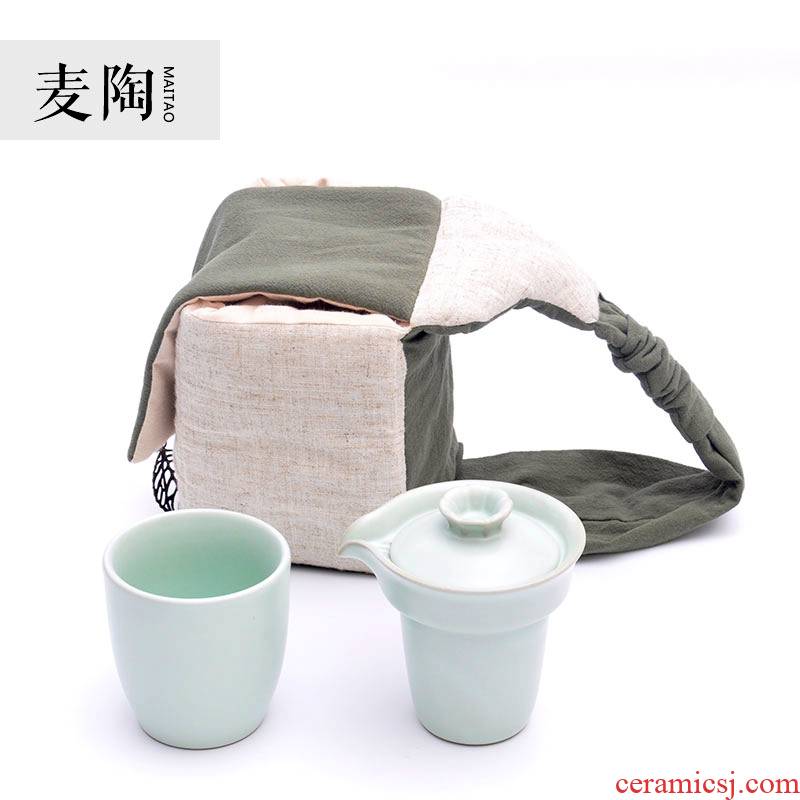 MaiTao your up kung fu tea set crack cup cotton and linen portable travel tea set to receive a bag bag in hand grasp the teapot teacup