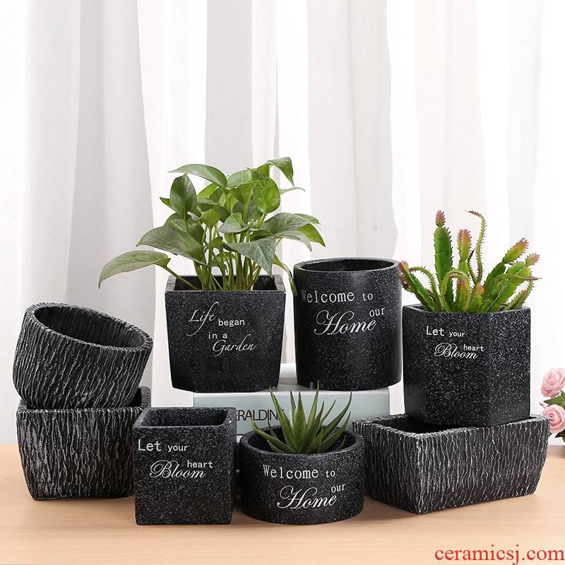Cement meaty plant POTS ceramic coarse pottery breathable flowerpot green plant vessels potted orchids green plant POTS