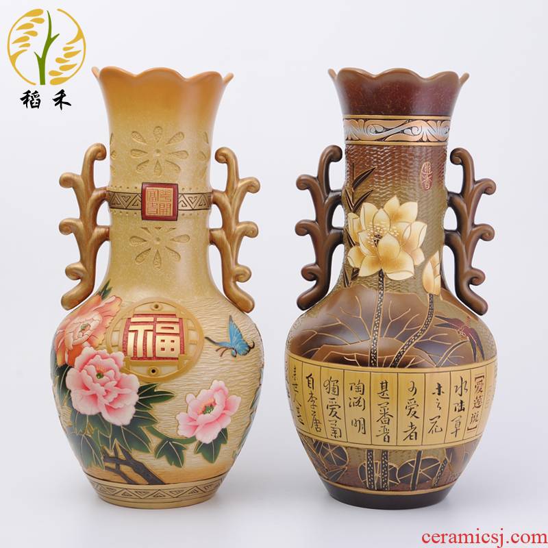 Classical Chinese ceramics handicraft pottery big vase sitting room porch decorate household furnishing articles in the New Year holiday gifts
