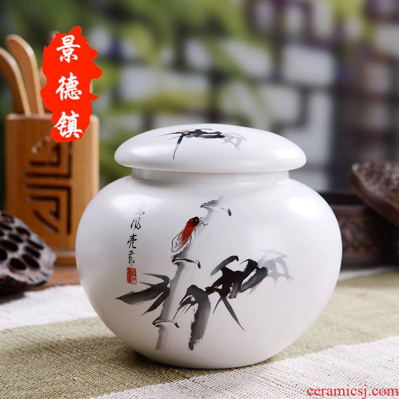 Jingdezhen ceramic tea pot seal save large moisture in pu 'er tea caddy fixings green grain storage POTS