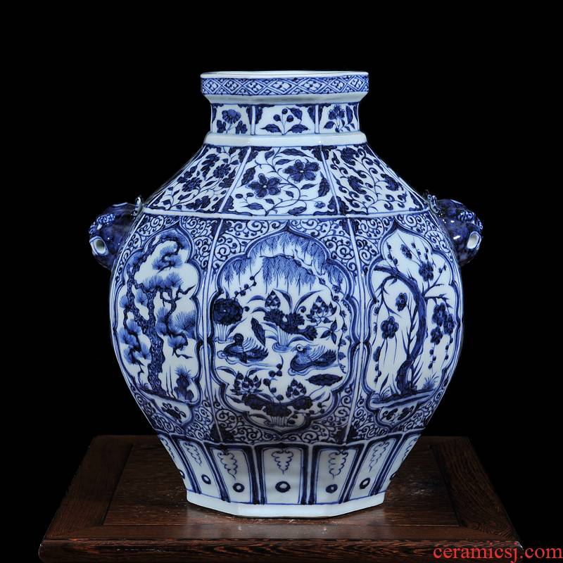 Jingdezhen ceramics imitation yuan and Ming blue and white household decorative hand - made girlfriend jar TV ark, furnishing articles