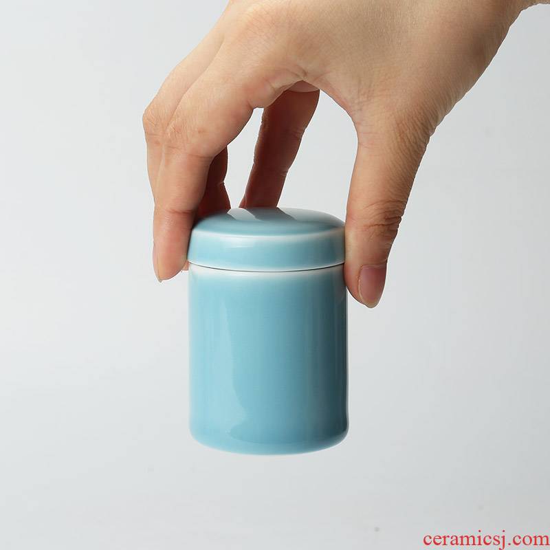 Ronkin mini small celadon caddy fixings portable travel seal storage tanks ceramic red green tea packaging