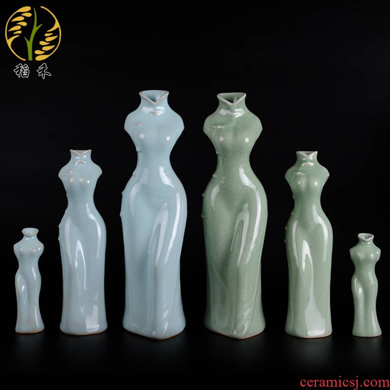 Creative your up craftwork household contracted sitting room office furnishing articles decorative porcelain ceramic cheongsam vase Chinese wind