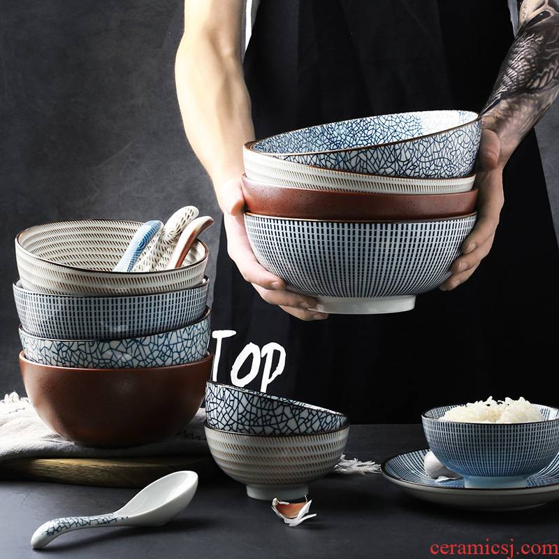 NDP Japanese and wind restoring ancient ways tableware ceramic rice bowl bowl household spoons chopsticks frame under the glaze color tableware cup