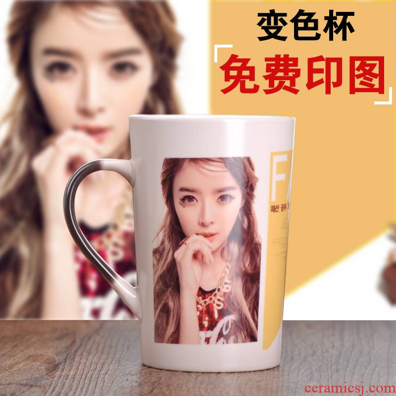 Creative DIY color custom photo ceramic cup ultimately responds cup couples move keller spoon gifts cups with cover
