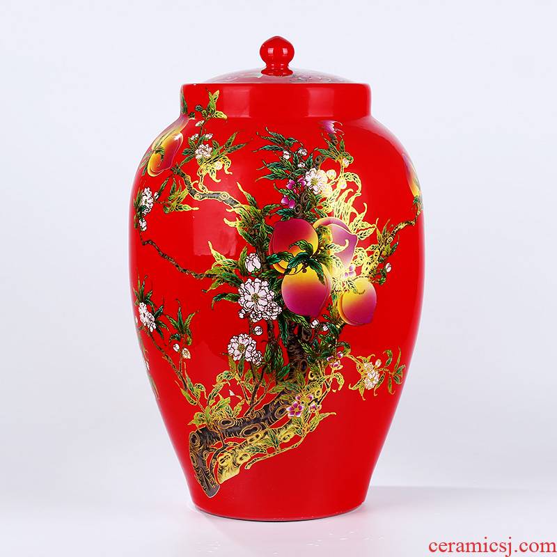 Jingdezhen porcelain with cover to barrel peach storage tanks 20 jins 30 jins 50 jins jars of oil tank
