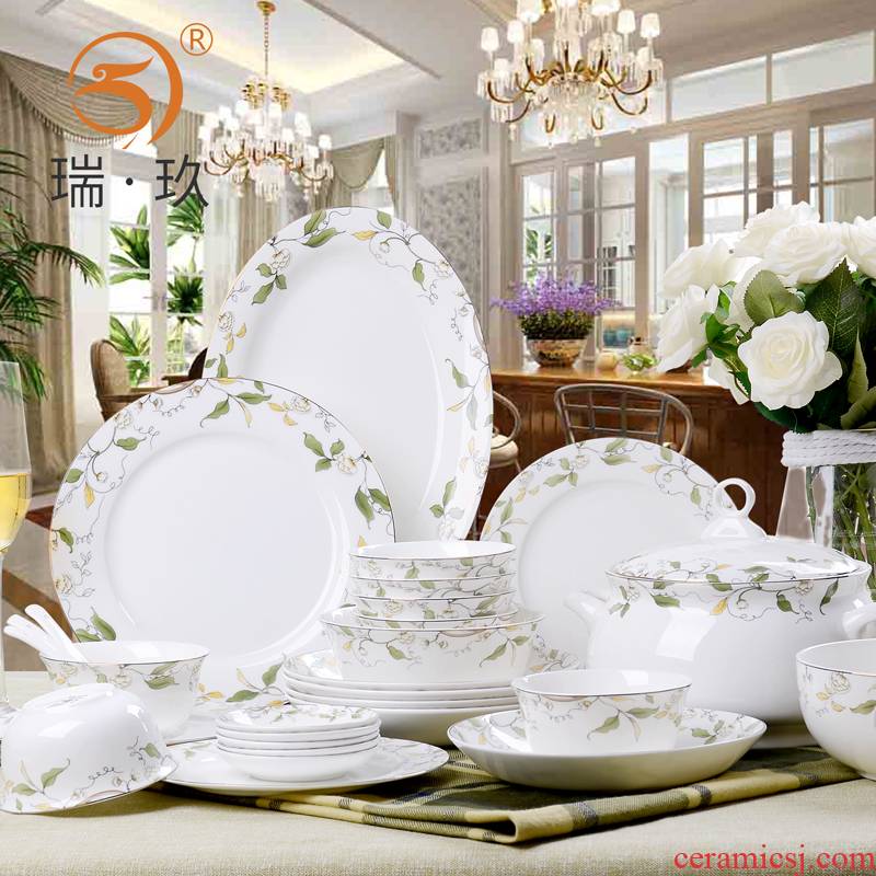 Cutlery set dishes home European 56 skull bowls up phnom penh dish bowl chopsticks sets of tangshan ceramic tableware package