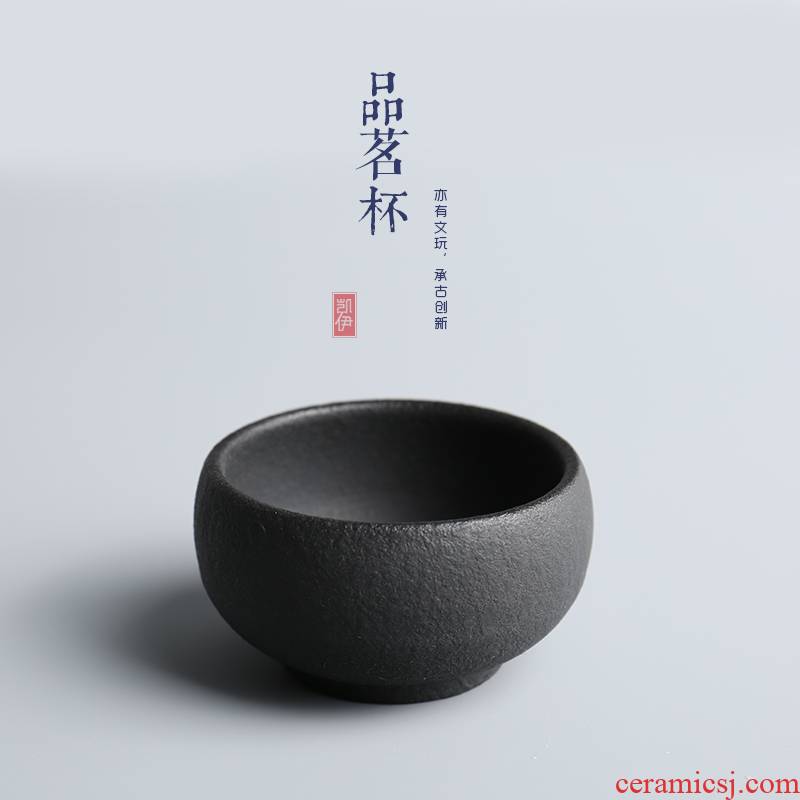 Kate Taiwan lava rock - black sample tea cup with personal cup round cup ceramic kung fu tea cups ceramic cup