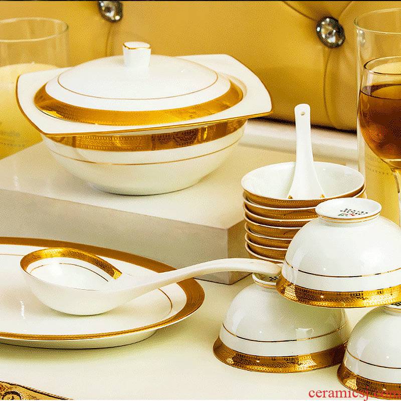 Jingdezhen ceramic creative dishes suit household European - style key-2 luxury tableware chopsticks composite ceramic Nordic dish for dinner