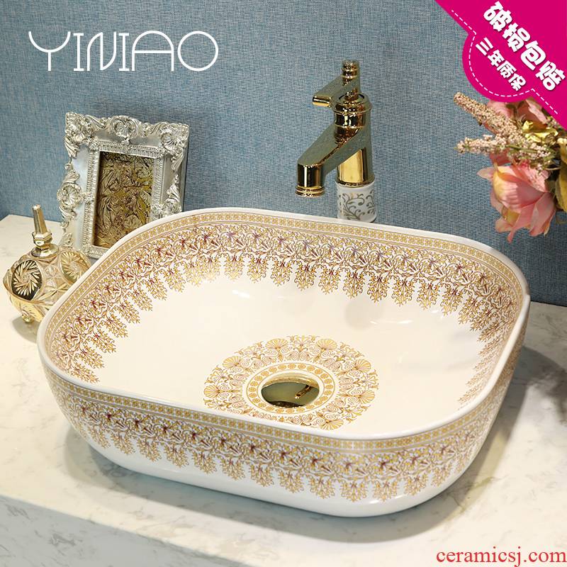 Jingdezhen ceramic stage basin sink contracted fashion art continental basin of the basin that wash a face numerous wreath