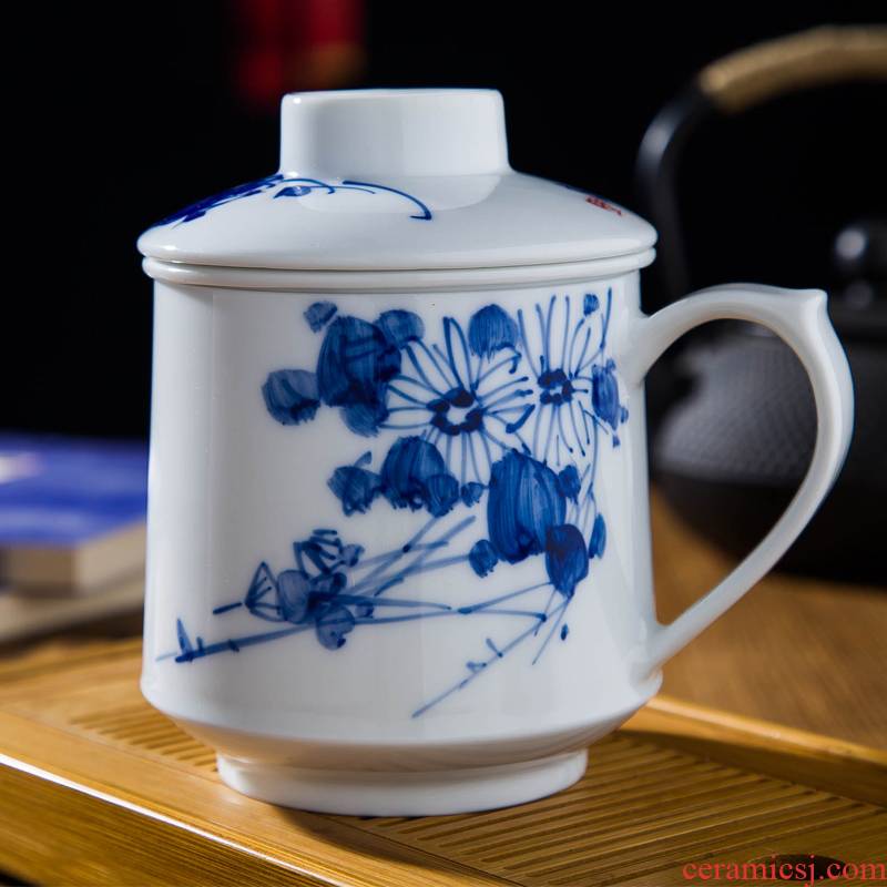 DE farce auspicious new of the independent film figure of jingdezhen ceramics cup with cover the tea cups