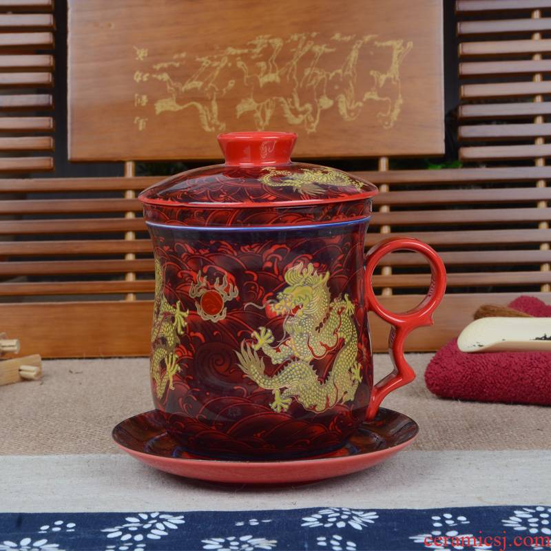 Xiang feng dragon festival cup ceramic tea cups cup with cover filter ceramic cup cup boss office