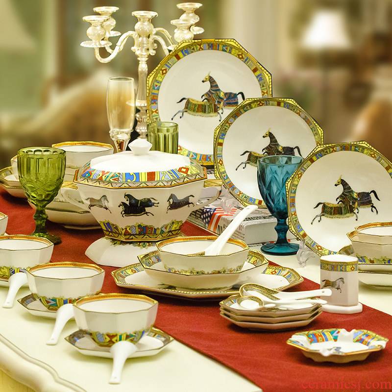 Jingdezhen European - style ipads porcelain tableware sets up phnom penh dishes octagon ceramic dishes and plates household gifts